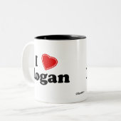 I Love Logan Tweekleurige Koffiemok (Voorkant links)