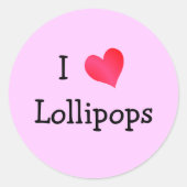 I Love Lollipops Ronde Sticker (Voorkant)