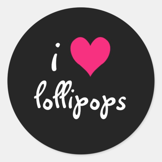 I Love Lollipops Ronde Sticker (Voorkant)