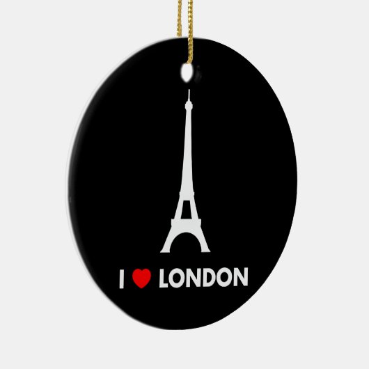 I Love London - Eiffel Tower kerstversiering Keramisch Ornament (Rechts)
