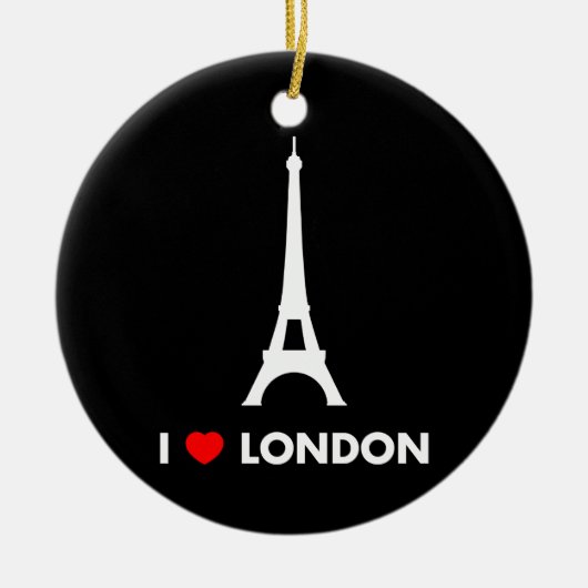 I Love London - Eiffel Tower kerstversiering Keramisch Ornament (Voorkant)