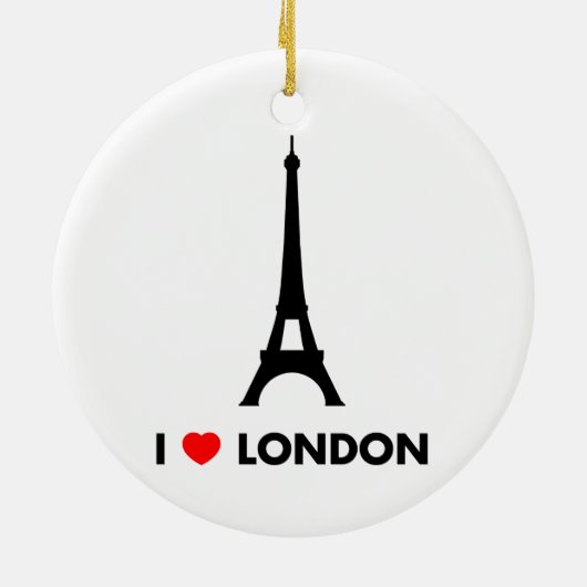 I Love London - Eiffel Tower kerstversiering Keramisch Ornament (Achterkant)