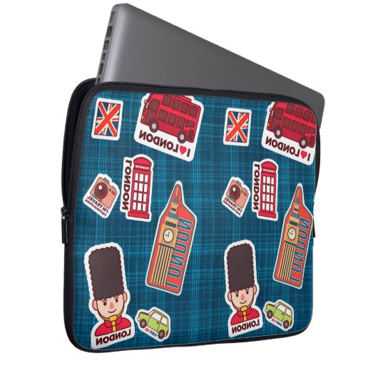 I Love London Laptop Sleeve (Voorkant Rechts)