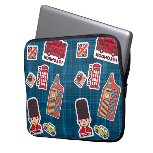 I Love London Laptop Sleeve (Voorkant Links)