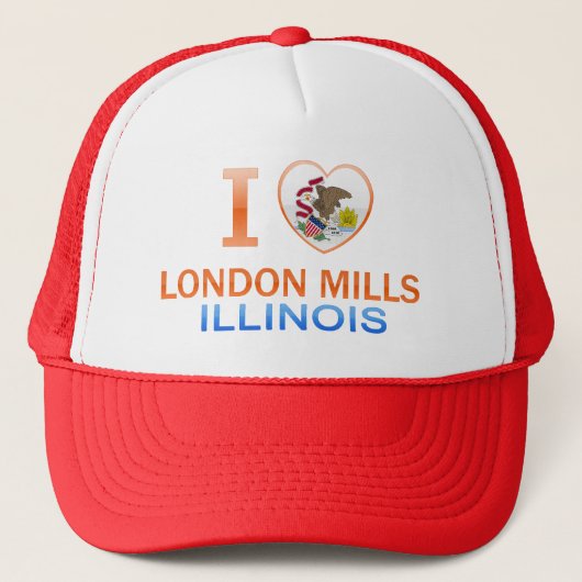 I Love London Mills, IL Trucker Pet (Voorkant)