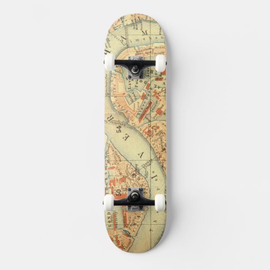 I Love London - Old  Map River Thames Persoonlijk Skateboard (Voorkant)
