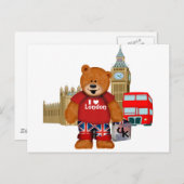 I Love London-Teddy Bear Briefkaart (Voorkant / Achterkant)