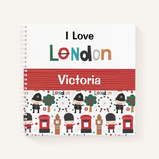 I Love London Theme Name Sketch Notitieboek (Voorkant)