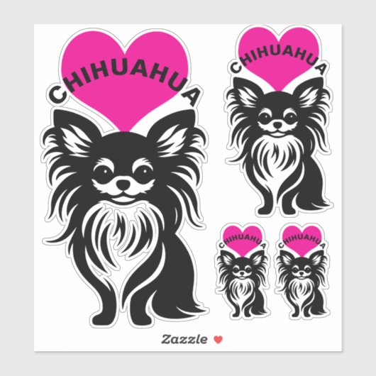 I Love Long-Haired Chihuahuas Cute Puppy Sticker (Vel)