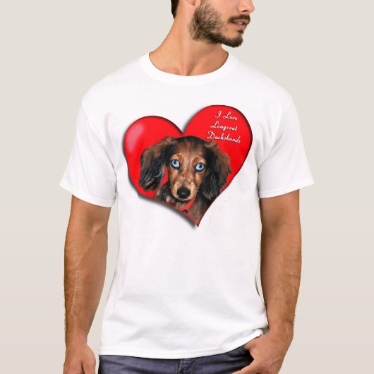 I Love Longcoat Dachshunds T-shirt (Voorkant)