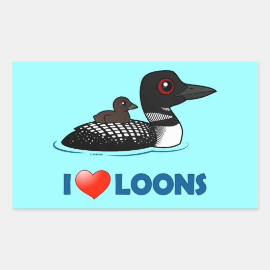 I Love Loons Rechthoekige Sticker (Voorkant)