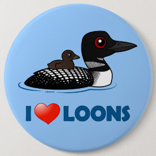 I Love Loons Ronde Button 6,0 Cm