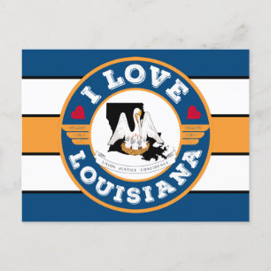 I Love Louisiana Retro Stripes State Flag and Map Briefkaart