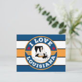 I Love Louisiana Retro Stripes State Flag and Map Briefkaart (Staand voorkant)