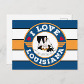 I Love Louisiana Retro Stripes State Flag and Map Briefkaart (Voorkant / Achterkant)