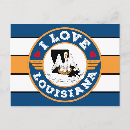 I Love Louisiana Retro Stripes State Flag and Map Briefkaart (Voorkant)