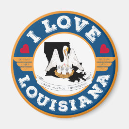 I Love Louisiana State Flag and Map Magneet