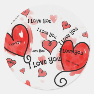 I Love, Love, Love You Ronde Sticker