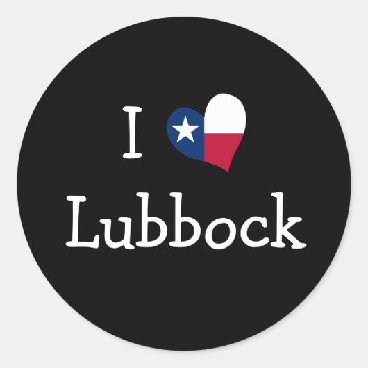 I Love Lubbock Texas Ronde Sticker (Voorkant)