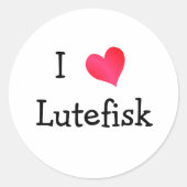 I Love Lutefisk Ronde Sticker (Voorkant)