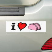 I Love LUV Heart Pink Tacos Bumpersticker (Op auto)
