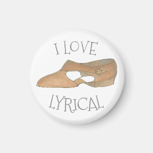 I Love Lyrical Tan Modern Dance Teacher Shoe Magneet