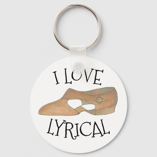 I Love Lyrical Tan Modern Dance Teacher Shoe Sleutelhanger (Voorkant)