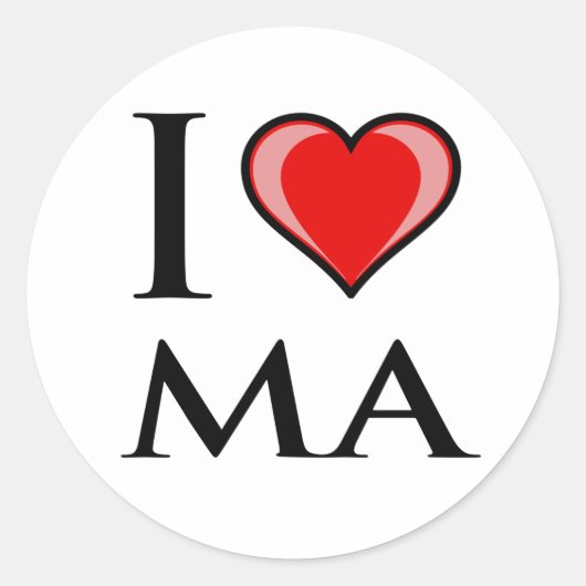 I Love MA - Massachusetts Ronde Sticker (Voorkant)