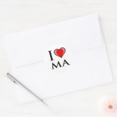 I Love MA - Massachusetts Ronde Sticker (Envelop)