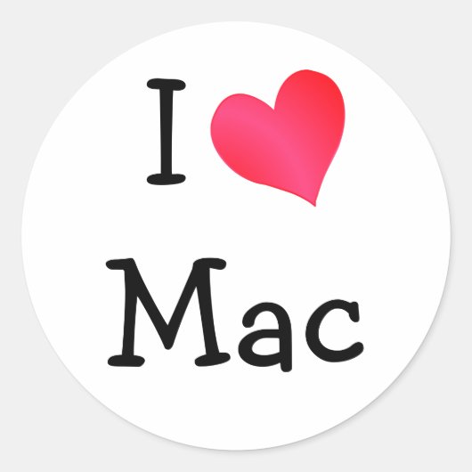 I Love Mac Ronde Sticker (Voorkant)