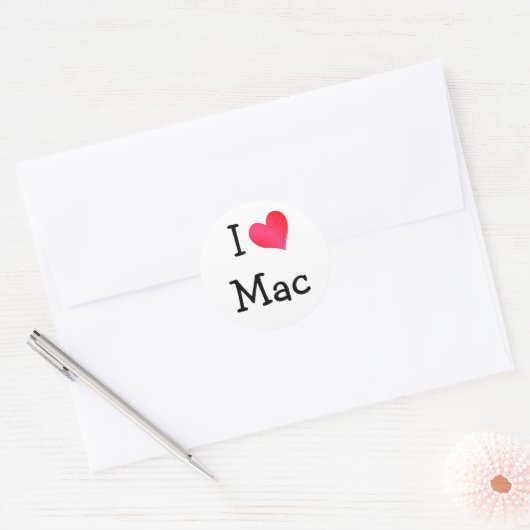 I Love Mac Ronde Sticker (Envelop)