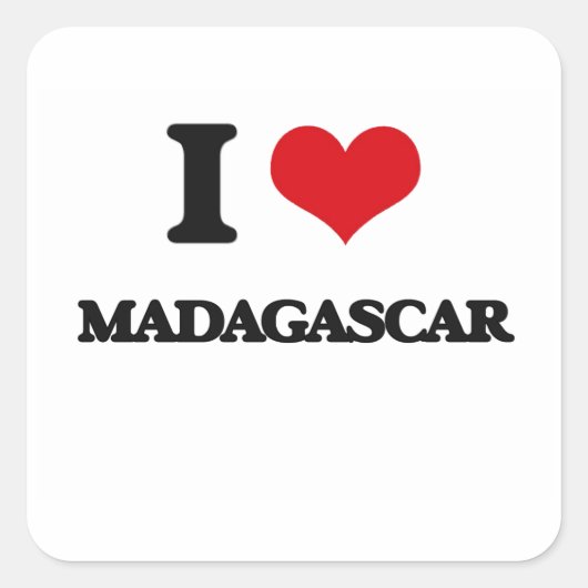 I Love Madagascar Vierkante Sticker (Voorkant)