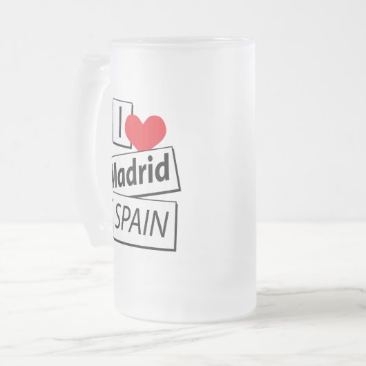 I Love Madrid Spain Matglas Bierpul (Voorkant links)