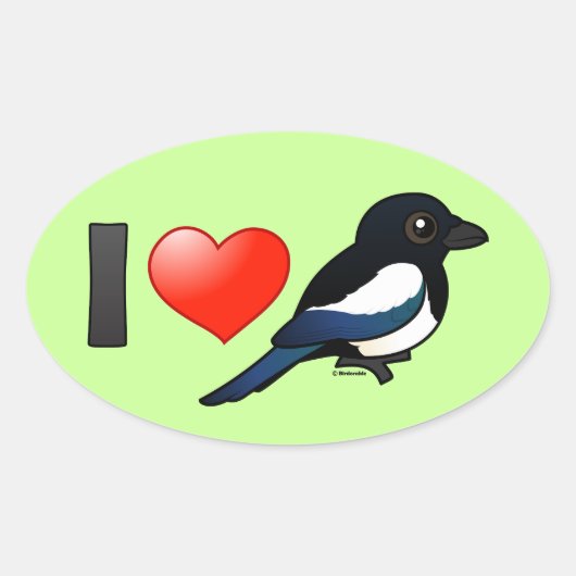 I Love Magpies Ovale Sticker (Voorkant)