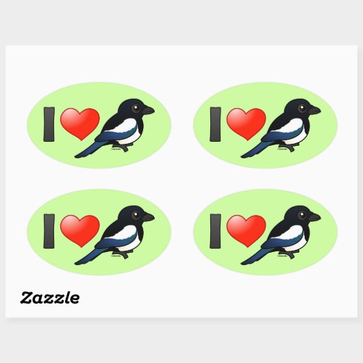 I Love Magpies Ovale Sticker (Vel)