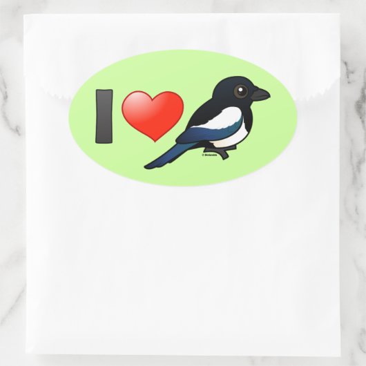 I Love Magpies Ovale Sticker (Tas)
