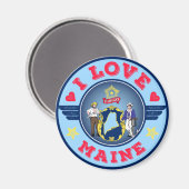 I Love Maine State Flag and Map Magneet (Voorkant / Achterkant)