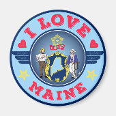 I Love Maine State Flag and Map Magneet (Voorkant)