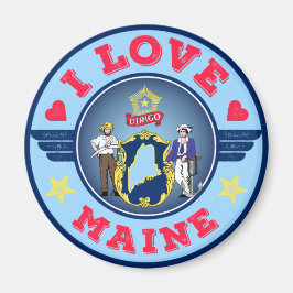 I Love Maine State Flag and Map Magneet