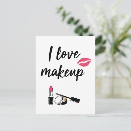 I Love Makeup Briefkaart (Staand voorkant)