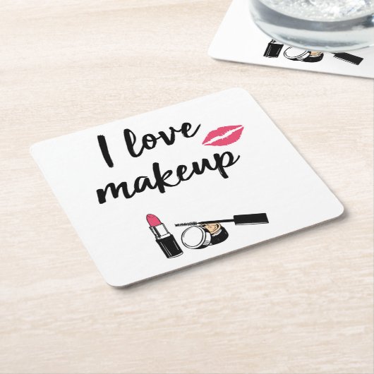 I Love Makeup Kartonnen Onderzetters (Schuin)