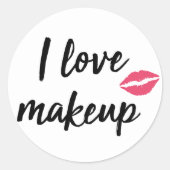 I Love Makeup Ronde Sticker (Voorkant)