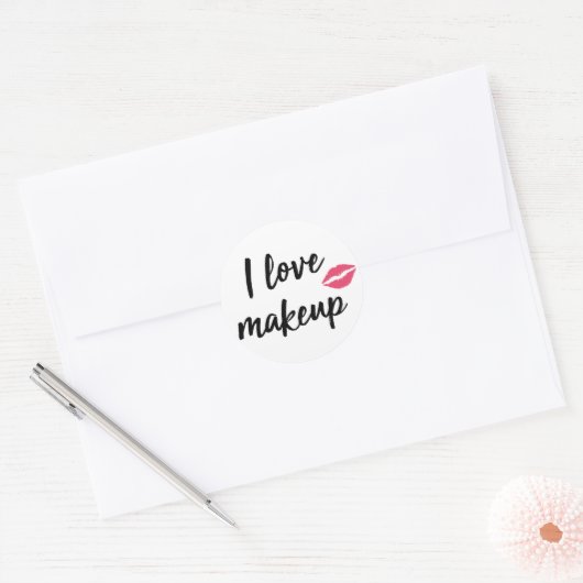 I Love Makeup Ronde Sticker (Envelop)