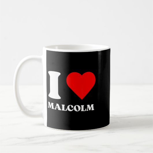 I Love Malcolm I Heart Malcolm Name Y2k Valentines Koffiemok (Links)