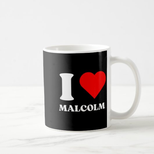 I Love Malcolm I Heart Malcolm Name Y2k Valentines Koffiemok (Rechts)