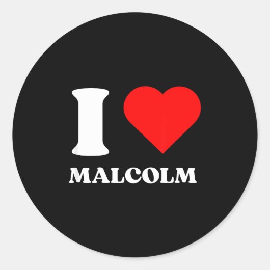 I Love Malcolm I Heart Malcolm Name Y2k Valentines Ronde Sticker (Voorkant)