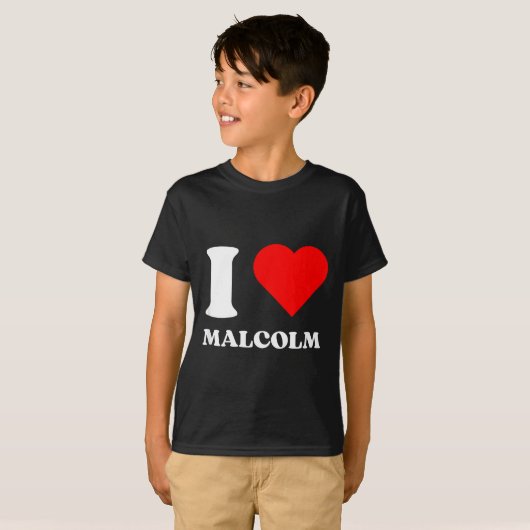 I Love Malcolm I Heart Malcolm Name Y2k Valentines T-shirt (Voorkant volledig)