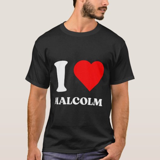 I Love Malcolm I Heart Malcolm Name Y2k Valentines T-shirt (Voorkant)