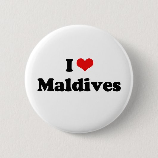 I Love Maldives Tshirt Ronde Button 5,7 Cm (Voorkant)