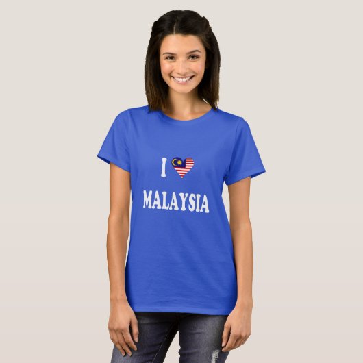 I Love Maleisië, hartvormige vlag van Maleisië T-shirt (Voorkant volledig)